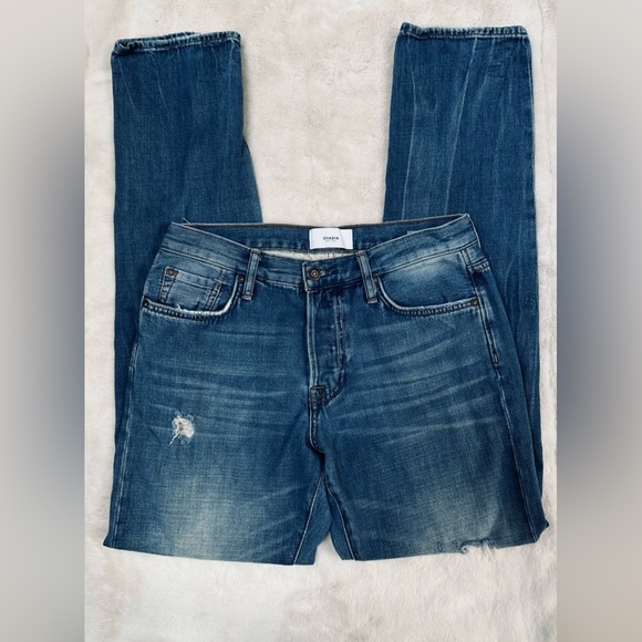 ODAVIA & Sons Distressed Straight Taper Blue Jeans Men’s Size 30 New $290 - Picture 2 of 14